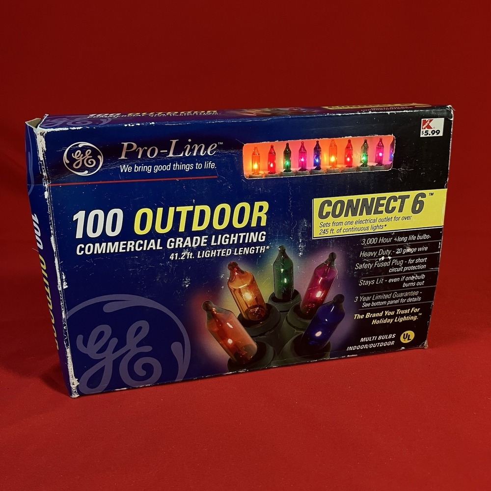 1 Box 2002 GE Pro-Line 100 Outdoor Commercial Grade Connect 6 Multi Color Lights